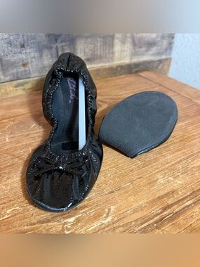 Sidekicks Women's Foldable Ballet Flats Medium Size 7-8 Black Travel Shoes